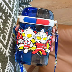 Vaso de plástico Ultraman con correa, diseño de dibujos animados para niños, artículos para beber, unidad individual, regalo - Product Image 1