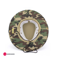 100% gorra de caza de camuflaje de algodón sombrero de cubo con cuerda más cerca