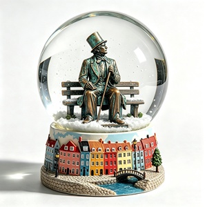 Globo <span class=keywords><strong>di</strong></span> Neve in Resina con Villaggio Costiero Europeo, Ornamento Souvenir Turistico, Decorazione da Scrivania - Product Image 6