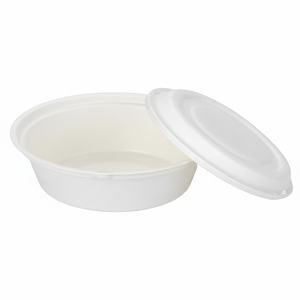 Ciotola Rotonda Ecologica in Amido di Mais da 38 Oz con Coperchio, Biodegradabile, per Servire Cibo, Design Moderno - Product Image 1