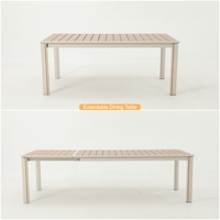 Table de jardin extensible de luxe en aluminium résistant aux intempéries, mobilier d'extérieur moderne, ensemble table et chaises