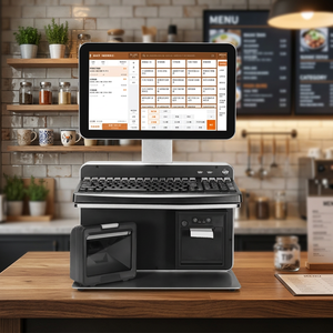Terminal de point de vente tactile tout-en-un Android Windows 14/15,6 pouces avec clavier et imprimante pour caisse de restaurant - Product Image 1