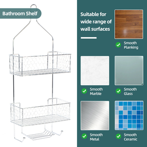 Organisateur de salle de bain suspendu robuste à 3 niveaux <span class=keywords><strong>pour</strong></span> <span class=keywords><strong>douche</strong></span>, support de <span class=keywords><strong>douche</strong></span> en métal chromé - Product Image 5