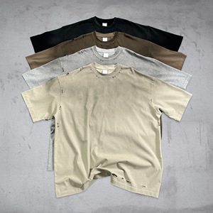 Camiseta de Manga Corta para Hombre, Estilo Vintage, Lavado Ácido, 100% Algodón, 250G, Tejido de Punto, con Logotipo Personalizado Serand Mido - Product Image 2