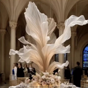 Centres de table en organza/papier multi-couches faits à la main pour Thanksgiving, Pâques, Noël, la Saint-Valentin, les mariages, en forme <span class=keywords><strong>d</strong></span>'orchidée, couleur or - Product Image 3