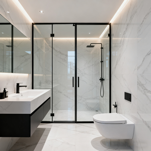 Cabine <span class=keywords><strong>de</strong></span> douche droite à <span class=keywords><strong>prix</strong></span> d'usine, design semi-sans cadre, taille personnalisée pour <span class=keywords><strong>salle</strong></span> <span class=keywords><strong>de</strong></span> <span class=keywords><strong>bain</strong></span> d'hôtel-<span class=keywords><strong>Installation</strong></span> facile, ensembles 1 à faible quantité minimale <span class=keywords><strong>de</strong></span> commande - Product Image 1