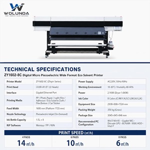 1,6m Hochgeschwindigkeits-Großformatdrucker für Eco-Solvent Digitaldruck, 8-Farben Innen- und Außenbereich, Neu 600dpi Flex Top-Verkäufe - Product Image 2