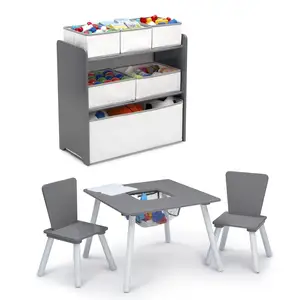 ラーニングパーティーアクティビティ家具ウッドテーブルチェアキッド4ピース幼児プレイルームセットおもちゃ棚ユニット