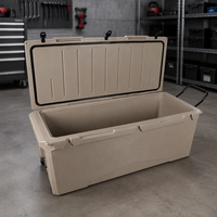 Boîtes de rangement en plastique de 220 L avec couvercles, conteneur isotherme robuste rotomoulé avec roues pour la pêche en mer, les bateaux et les applications marines