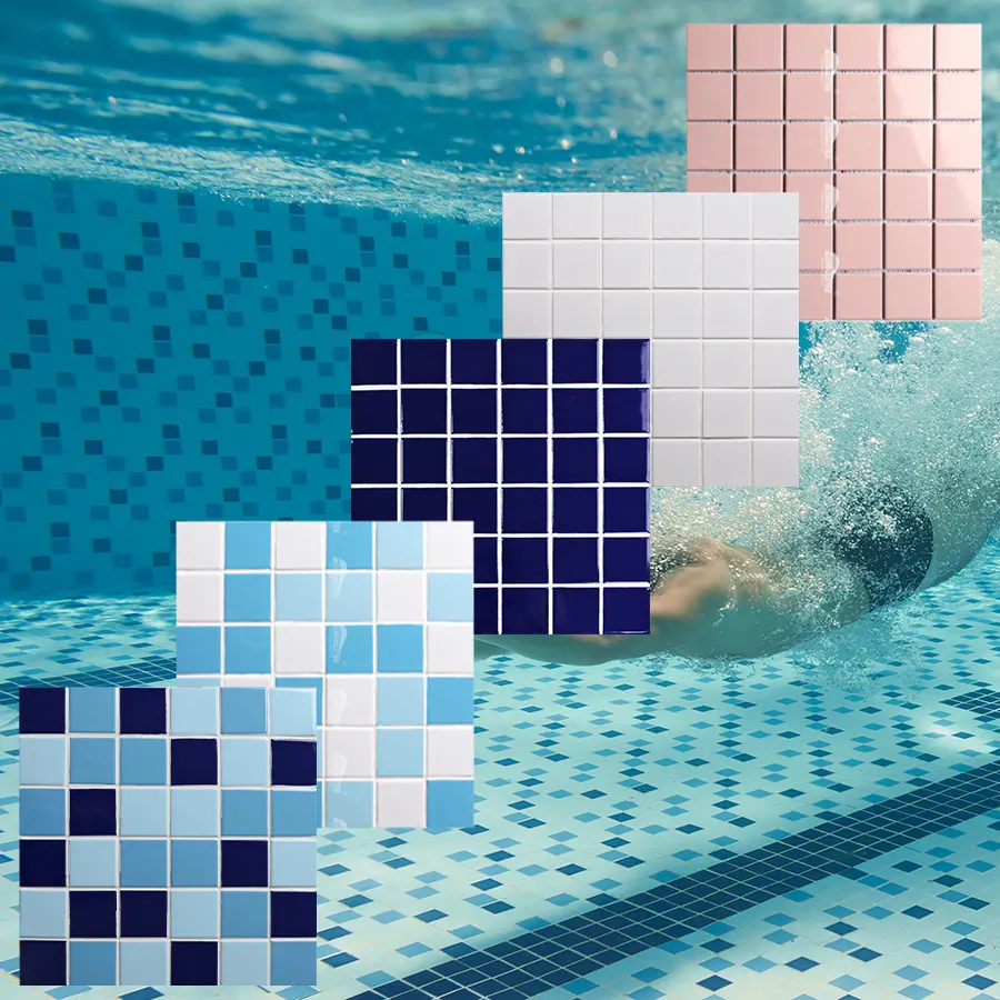 2x2 Günstige glänzende Badezimmer Boden Wand Mozaic Square Pink Weiß Blau Mix Farbe glasiert Keramik Porzellan Schwimmbad Fliesen Mosaik