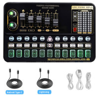 Ensemble de carte son audio professionnel bm800 microphone à condensateur avec kit de lumière de remplissage d'anneau enregistrement en direct audio interface usb