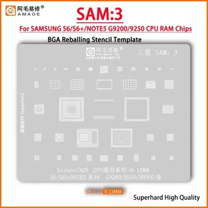 Amaoe แผ่นฉลุสำหรับ reballing CPU BGA ขนาด0.12มม. สำหรับ <span class=keywords><strong>Samsung</strong></span> SAM 1-20 IC การบัดกรีซ่อมแซมการทำจากแผ่นเหล็กเคลือบดีบุก - Product Image 5