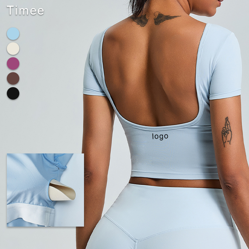 Tight yoga tops short-sleeved women's quick-drying fitness wear wearing a running back blazer T-shirt