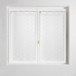 LÍNEA POMPINOU - CORTINA RECTA CON OJAS PARA COLGAR 60X120 BLANCA CON POMPONES - Product Image 1