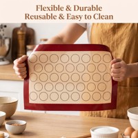 Tapis de cuisson en silicone 300*400*0.7mm avec cercles à biscuits imprimés, plaque de cuisson en silicone platine, taille personnalisée avec logo pour la vente en gros