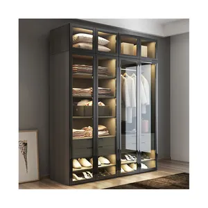 CBMmart Современный дизайн Diy Walk In гардероб алюминиевая рама стеклянная дверь спальни шкафы мебель