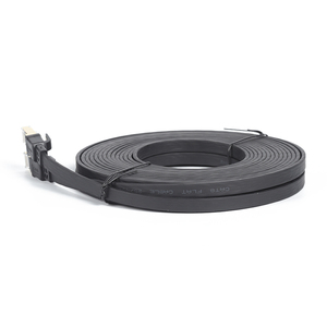 Cable Ethernet Cat7 con Conector RJ45 8P8C, Conductor de Cobre Trenzado, Diseño Plano Negro, Cable de Conexión de Red de Alta Velocidad - Product Image 3