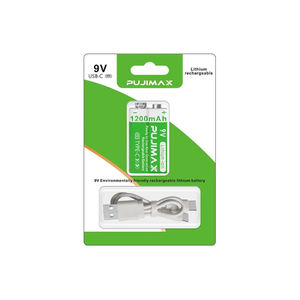 Аккумулятор PUJIMAX высокой емкости, долговечный, 9-вольтовый, литиевый, с возможностью зарядки через USB-C, литий-ионный, с портом Type-C для зарядки. - Product Image 1