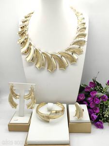 Último conjunto de joyería de aniversario de regalo de fiesta nupcial de fábrica chapado en oro de aleación de boda Popular de citas de moda de lujo Iatalian - Product Image 2