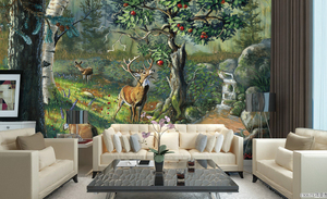 Murales Murali con <span class=keywords><strong>Cervo</strong></span> della Giungla Misteriosa, Decorazione <span class=keywords><strong>da</strong></span> <span class=keywords><strong>Parete</strong></span> per Soggiorno, Arte Murale di Lusso, Stile Pittura a Olio Verde, Nuovo Design Carta <span class=keywords><strong>da</strong></span> Parati 3D - Product Image 3