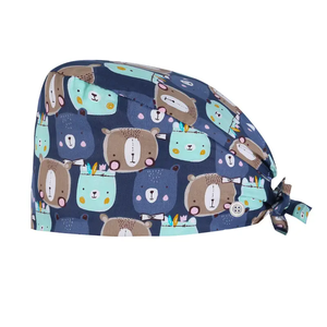 Gorro de trabajo estampado para clínica dental, gorros quirúrgicos, gorros dentales con lazo trasero, unisex, transpirable, con banda absorbente de sudor, bonito. - Product Image 3