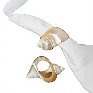 Natural Handmade Luxury Shell Napkin <b>Ring</b> Seashell Napkin Holder 10ml <b>Silver</b> Plated for Wedding Restaurant Decor - Product Image 1