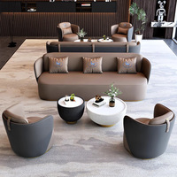 Ensemble de canapés de bureau modernes en cuir écologique trois places, style luxe léger, pour usage commercial, appartement, hôtel, salon, bureau