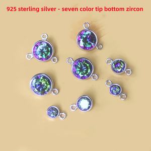 S925 gümüş 3-6mm çok renkli İpucu alt zirkon boncuk Charms küçük kristal kolye ile 1/2/3 yüzükler DIY takı bulguları - Product Image 3