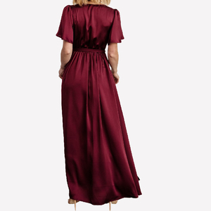 Abiti da <span class=keywords><strong>damigella</strong></span> d'onore eleganti con scollo a v e maniche svolazzanti <span class=keywords><strong>verde</strong></span> oliva - Product Image 2