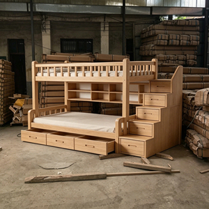 Solid Wood Bunk <strong>Bed</strong> with Storage Stairs and Shelves Twin Full <strong>Loft</strong> <strong>Bed</strong> for Kids Modern Space-Saving Made in China - Product Image 4