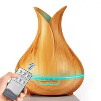 Difusor de aceite esencial de grano de madera, Humidificador ultrasónico de 400ML con Control remoto, para el hogar Luz Nocturna, aromaterapia