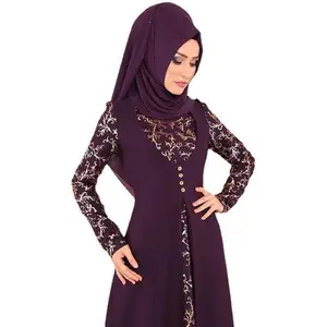 플러스 사이즈 투피스 아바야 세트 여성 이슬람 드레스 아름다운 수 놓은 패션 기모노 아랍어 스타일 아바야 이슬람 의류