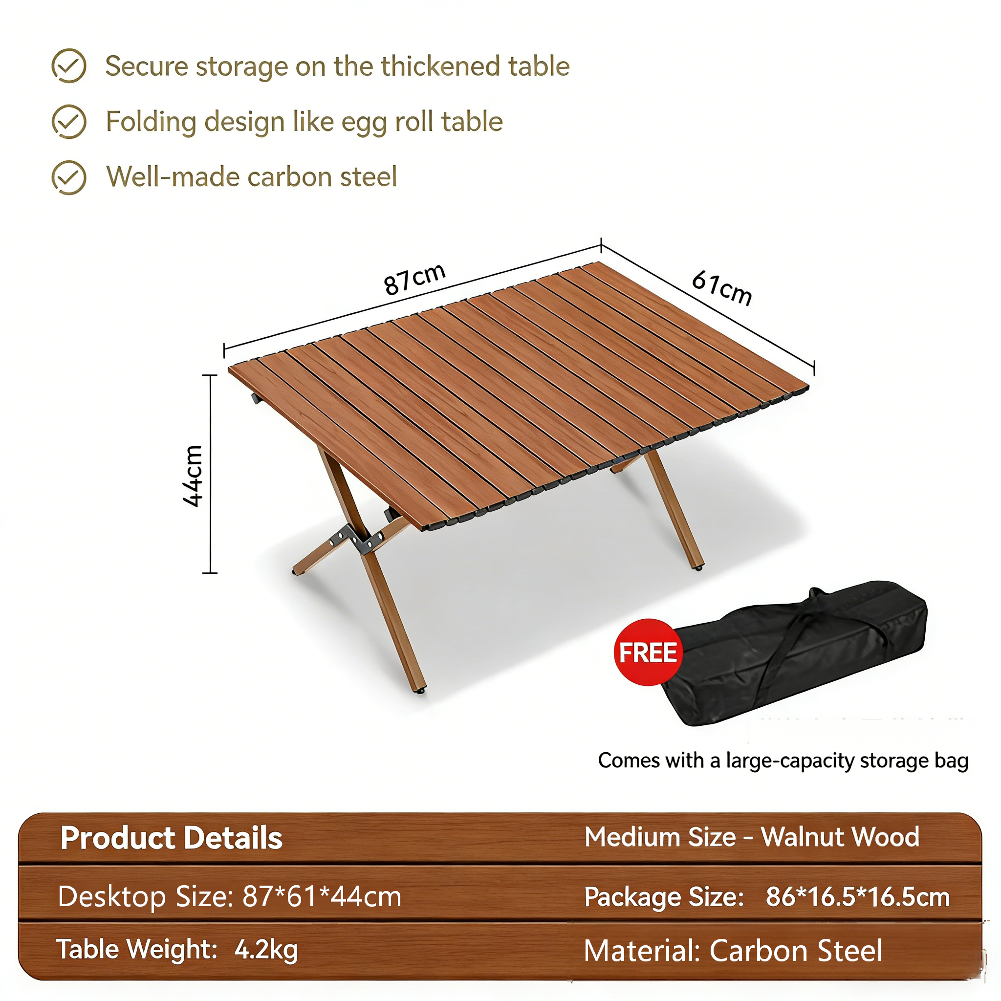 [Carbon Steel Version] Walnut Wood Grain 90CM