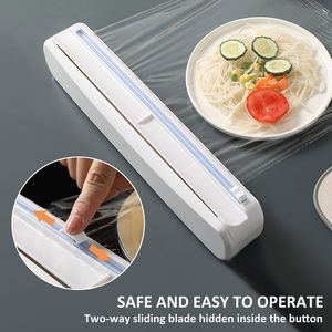Dispensador de plástico film con cortador, soporte reutilizable para película adhesiva para platos y tazones de cocina, tamaño L, diseño minimalista - Product Image 2