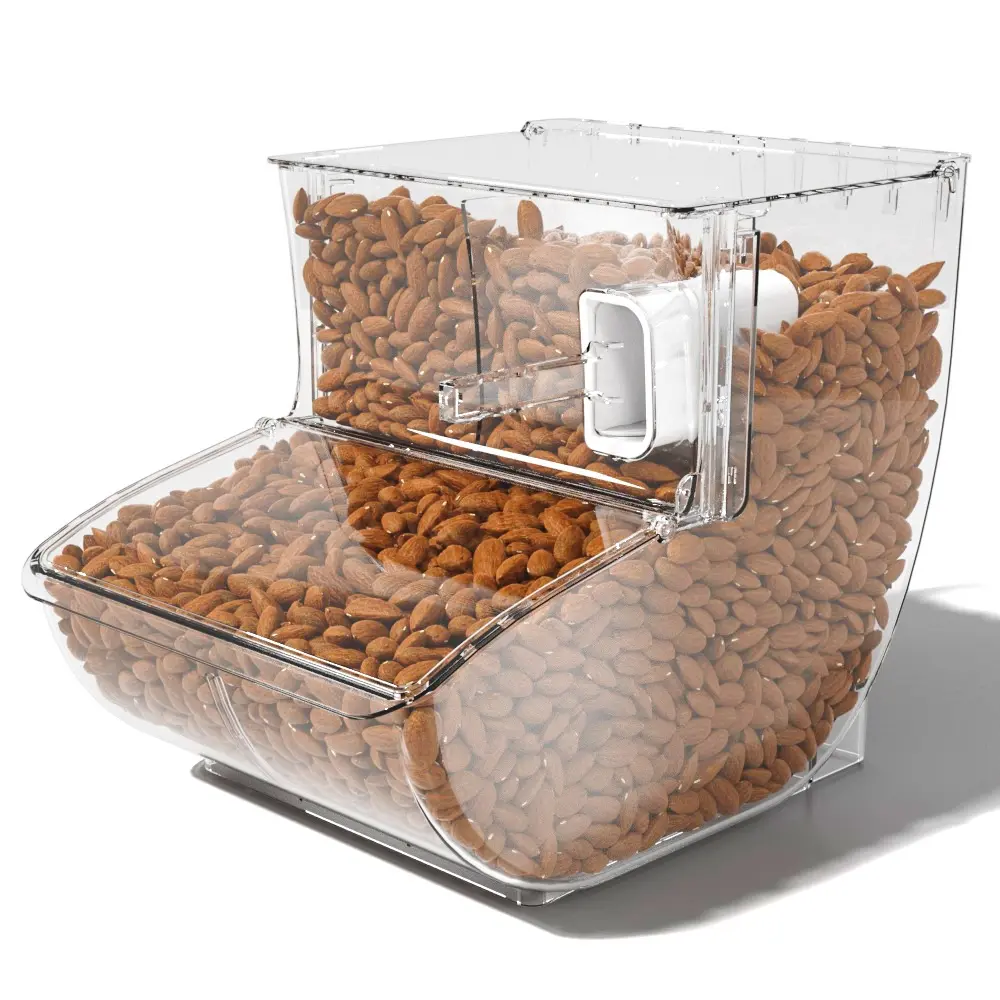 Ecobox hạt Hạt container với Scoop lưu trữ Scoop bin rõ ràng số lượng lớn thực phẩm kẹo bin nhựa thực phẩm bin cho các cửa hàng