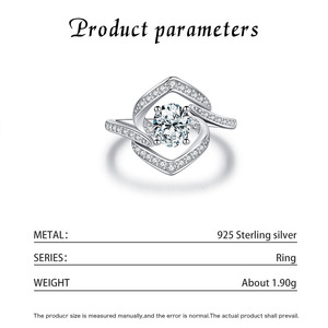 S925 <b>Silver</b> Women's Round Diamond Engagement <b>Ring</b> Geometric Pave Setting Prong Mount Romantic Style - Product Image 2