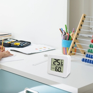 Bianco LCD termometro digitale igrometro soggiorno interno elettronico stazione di temperatura temperatura misuratore di umidità plastica sensore - Product Image 5