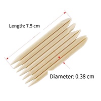 SunelPort SP-308 Poussoirs à ongles jetables courts en bois de bouleau orange, 7,5 cm de long, 100 pièces par paquet, durables