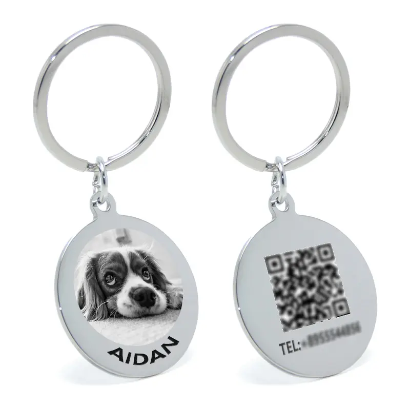 Custom personalizzato metallo argento tag id cane portachiavi personalizzare collana per medagliette per cani