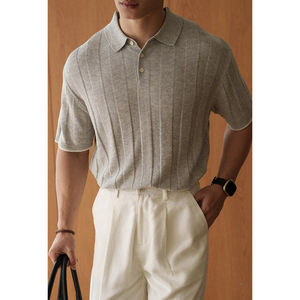 Chemises polo en tricot léger pour hommes, respirantes, décontractées, style streetwear, personnalisables avec logo, t-shirt polo pour hommes - Product Image 1