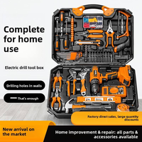 Fabricant direct, ensemble d'outils en acier de 120 pièces, coffret rigide, perceuse électrique à batterie au lithium rechargeable, tournevis électrique