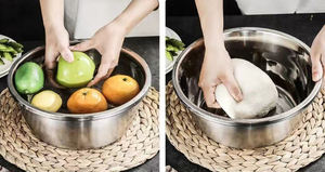 Juego de 3 piezas de acero inoxidable engrosado Syh192 al por mayor: Plato para masa, cuenco para ensalada y cuenco para condimentos con escurridor y rallador - Product Image 4