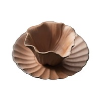 Tasse et soucoupe à thé en grès rustique, forme fleur, 60 ml, non émaillées, en argile à gros grains, faites à la main
