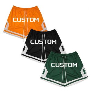 Full Heat-Transfer Printed Plus Size Men's Casual <b>Mid</b> Waist Custom Design Double <b>Layer</b> 180GSM Basketball Streetwear Mesh Shorts - Product Image 1