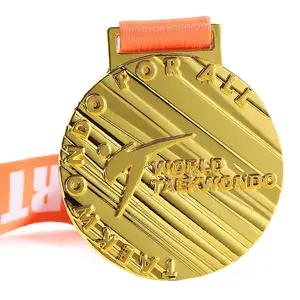 Bán buôn vàng bạc Đồng logo dập nổi Taekwondo huy chương tùy chỉnh thiết kế riêng thể thao Marathon bóng đá judo võ thuật huy chương