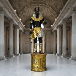 Grande statue d'Anubis en fibre de verre, sculpture de dieu égyptien, décoration intérieure et extérieure, statue d'art égyptien ancien en FRP sur mesure - Product Image 1
