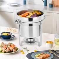 Mesa de Vapor Redonda de Acero Inoxidable, Mesa de Buffet Aislada, Calentador de Sopa Comercial para Restaurantes, Hoteles y Servicios de Catering