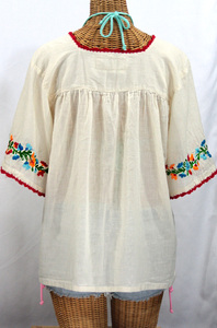 Chemisier brodé en dentelle à fleurs multicolore, Style mexicain, top Boho, à col rond, rétro, vacances, été - Product Image 2