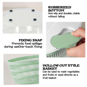 Essoreuse à salade manuelle en acier inoxydable et plastique écologique pour fruits et légumes, pour la cuisine et la table - Product Image 5