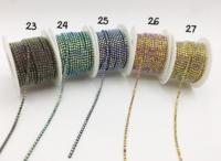 Chaîne de strass SS6 2 mm sertie de cristaux multicolores pour embellissement et garnitures de vêtements